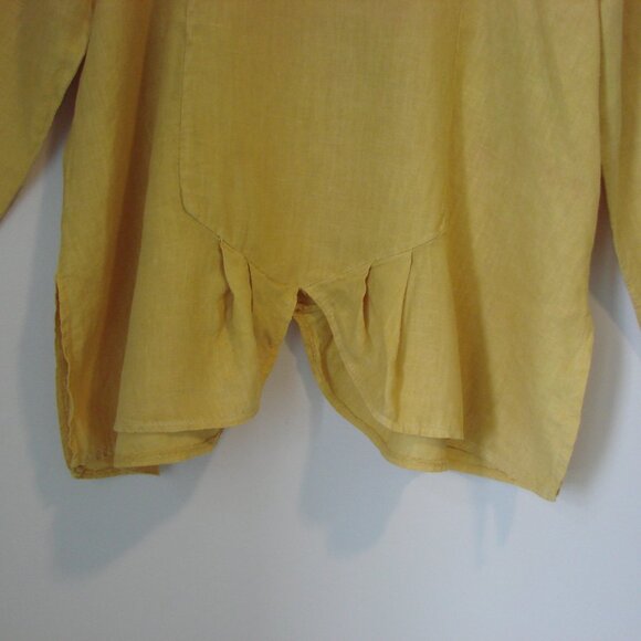 Vivian Shyu Linen Tunic Top Made in Italy Lagenlook Mustard Yellow XL XXL 1X 2X - Picture 7 of 12